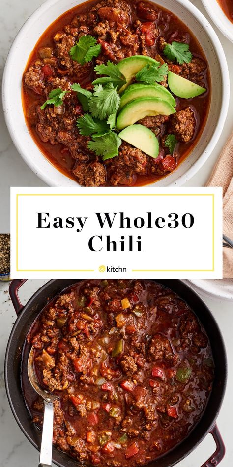 Essen, Whole 30 Chili, Easy Whole 30, Whole30 Chili, Whole 30 Soup, Whole30 Beef, Easy Whole 30 Recipes, Whole 30 Meal Plan, Chili Recipe Crockpot