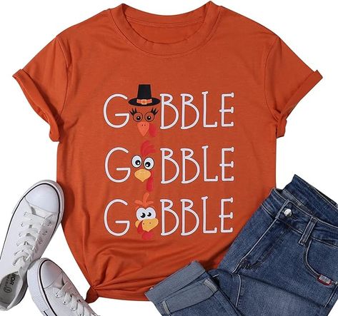 Thanksgiving Tshirts, Thanksgiving Shirts For Women, Cute Sayings, Thanksgiving Clothes, Funny Thanksgiving Shirts, Thanksgiving Tee, Letter Print Tee, Funny Letters, Gobble Gobble