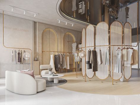 Interior Fashion Store Design on Behance Fashion Shop Interior, Clothing Boutique Interior, Luxury Clothing Store, Luxury Retail Store, Shop Counter Design, Fashion Store Design, Retail Store Interior Design, Clothing Store Interior, Clothing Store Design