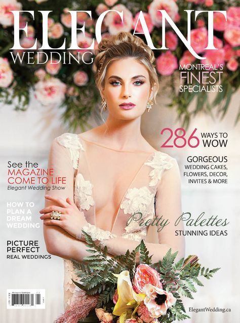 Elegant Wedding Magazine 2019 Montreal Cover, Wedding Magazine Covers, Bridal Magazine Covers | ElegantWedding.ca Wonderland Wedding Theme, Eva Lendel, Luxurious Garden, Mira Zwillinger, Alice In Wonderland Wedding, Milla Nova, All White Wedding, Bridal Magazine, Dusty Blue Weddings