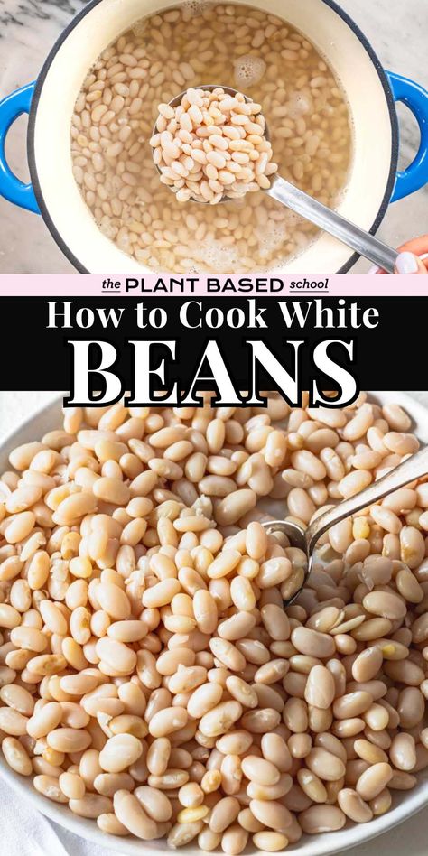 In this blog post, you’ll learn how to cook white beans at home and turn them into delicious recipes.This recipe works with most varieties of white beans, including cannellini beans, navy beans, great northern beans, baby lima beans, and butter beans. Great Northern White Beans Recipe, How To Cook Northern Beans, How To Cook Navy Beans On The Stove, How To Cook White Beans, Dried White Bean Recipes, How To Cook Navy Beans, White Navy Bean Recipes, Northern White Beans Recipes, Baby Lima Bean Recipes