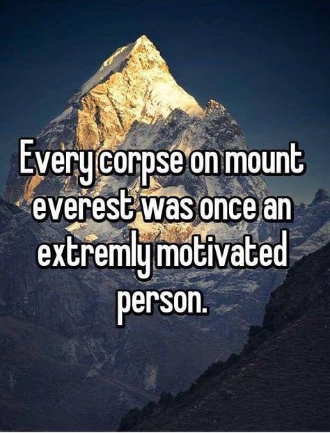 Every corpse on Mount Everest was once an extremely motivated person Demotivational Quotes, Pace Yourself, My Therapist, Demotivational Posters, Quotes For Success, Powerful Words, Best Funny Pictures, Dankest Memes, Daily Dose