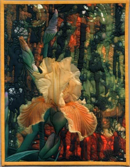 Orange is not exactly my color, but this is beautiful. Sculpture Textile, Foto Transfer, Landscape Quilt, Flower Quilts, Landscape Quilts, Picture Quilts, Thread Painting, Floral Quilt, Wow Art