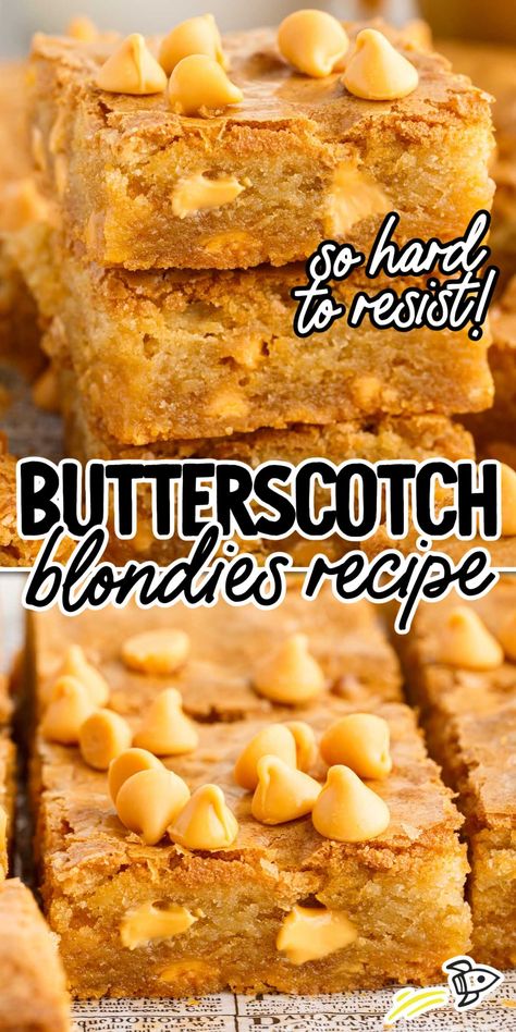 Butterscotch Coconut Bars, Butterscotch Blondies Recipe, Recipes With Butterscotch Chips, Oatmeal Blondies, Butterscotch Muffins, Butterscotch Desserts, Butterscotch Cookies Recipes, Blondies Recipe Easy, Oatmeal Butterscotch