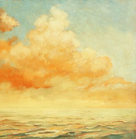 Sea landscape with a cloud, illustration, painting by oil on a. Sea landscape wi #Sponsored , #SPONSORED, #advertisement, #landscape, #oil, #wi, #cloud Sunset And Clouds, Yellow Sunset, Yellow Cloud, Pastel Sunset, Yellow Sky, Marmont Hill, Yellow Art, Sunset Art, Cloud Painting