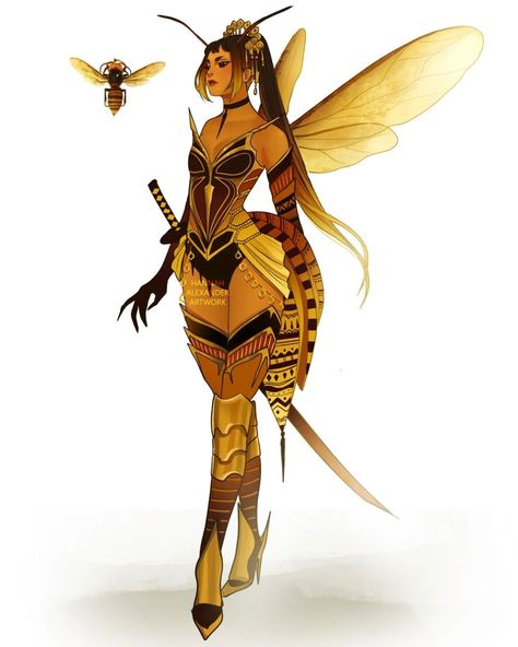 Insect People, Bee Oc, Bug People, Hannah Alexander Artwork, Hannah Alexander, Queen Bees Art, Insect Design, Bee Costume, Bee Inspired