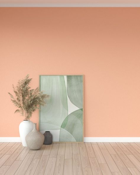 Peach Baby Room, Peach Color Wall, Peach Colored Rooms, Colors For Rooms, Kitchen Wall Color, Peach Living Rooms, Peach Paint Colors, Olive Decor, Mint Green Decor