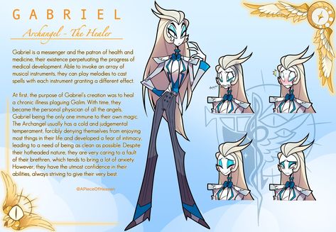 Hazbin Hotel God And Angels, Archangel Hazbin Hotel, Hazbin Hotel Gabriel, Hazbin Hotel Archangel, Hazbin Hotel God, Hazbin Hotel Heaven, Webtoon Ideas, Angel Gabriel, Archangel Gabriel