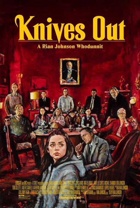 Knives Out (2019) by Zachary Johnson Mystery Film, Rian Johnson, Movie Poster Wall, Marvel Posters, Alternative Movie Posters, Movie Poster Art, Film Posters, Agatha Christie, Room Posters