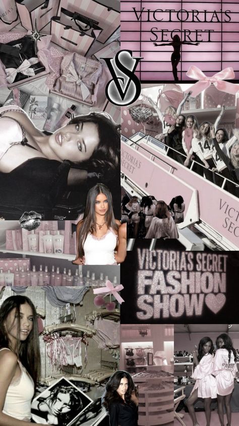 Victoria's Secret Wallpaper, Victoria Secret Backgrounds, Fashion Show Aesthetic, Adriana Lima Wallpaper, Secret Wallpaper, Luxurious Shopping, Vogue Wallpaper, Victoria's Secret Aesthetic, Collage Wallpapers