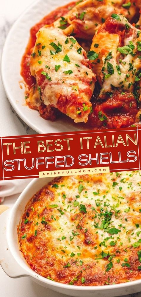 Stuffed Shell Recipes Ricotta, Food Recipes Stuffed Shells, Stuffed Pasta Shells Recipe Vegetarian, Stuffed Shell Fillings, Cheese Stuffed Shells With Meat Sauce, Stuffed Shells Recipe Sausage Spinach Ricotta, Cheese Filled Pasta Shells, Spaghetti Stuffed Shells, Stuffed Shells With Cream Cheese Recipe