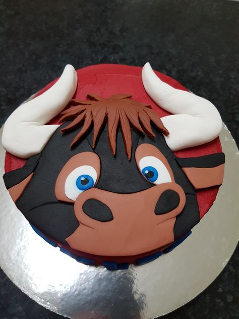 Ferdinand the Bull cake I made for my nephew Tyler Bull Cake Ideas, Ferdinand The Bull Cake, Bull Birthday Cake, Bull Cake, Ferdinand The Bull, Cow Birthday Cake, Movie Cakes, 3rd Birthday Cakes, Cow Birthday