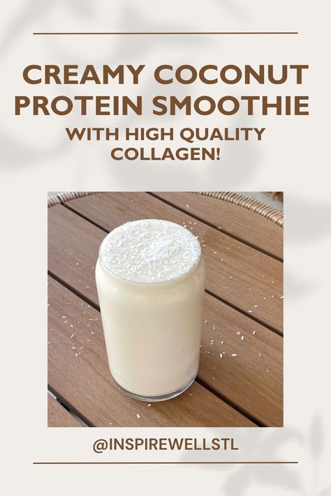 If you like coconut, you will love this coconut smoothie! It is filled with high quality Vanilla Collagen Protein (with 18g of protein) and the coconut milk is the perfect healthy fat to help you stay full and help you absorb all these vitamins. Coconut Milk Protein Smoothie, Coconut Protein Shake, Coconut Delight, Coconut Shake, Blueberry Bowl, Protein Options, Collagen Smoothie, Coconut Milk Smoothie, Collagen Recipes