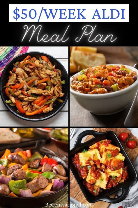 A cheap Aldi meal plan for a family of 5 for about $50. You can feed a family of five for a week with this grocery list and meals. Aldi Healthy Recipes, Meal Plan For Family Of 5 Dinners, Aldi Healthy Meal Plan, Cheap Aldi Meals, 5 Dollar Meals, Weekly Aldi Meal Plan, Healthy Aldi Meals, Meal Plan Family Of Five, Vegan Aldi Meal Plan