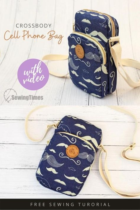 Phone Purse Pattern, Phone Bag Diy, Crossbody Bag Diy, Phone Bag Pattern, Cellphone Bag, Crossbody Bag Pattern, Bags To Sew, Diy Bag Designs, Modern Bag