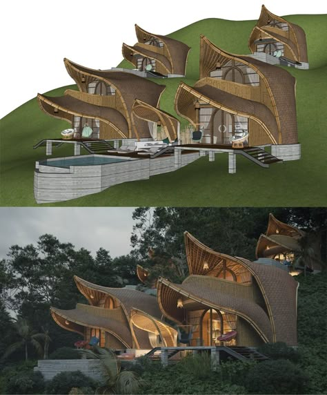 Bali Bamboo Villa :: Behance Modern Tropical Resort, Eco Resort Architecture, Bamboo Villa, Agritourism Farms, Island Architecture, Resort Design Plan, Bali Architecture, Resort Ideas, Eco Village