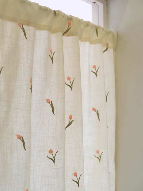 Apartment Partition, Studio Apartment Partition, Elegant Room Divider, Elegant Room, Linen Blackout Curtains, Casa Clean, Noren Curtains, Tulip Pattern, Shared Room