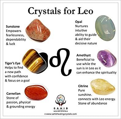 Witchcraft Accessories, Crystals For Zodiac, Leo Crystals, Energy Stones Crystal Healing, Crystal Magick, Zodiac Sign Leo, Crystal Healing Chart, Rocks Crystals, Leo Lion