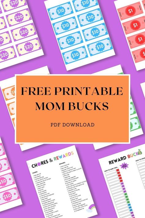 Free Printable Mom Bucks Mom Bucks Reward System, Mom Bucks, Reward Bucks, Reward Ideas, Chore Rewards, Reward System For Kids, Focus Boards, Be Proactive, Kids Rewards