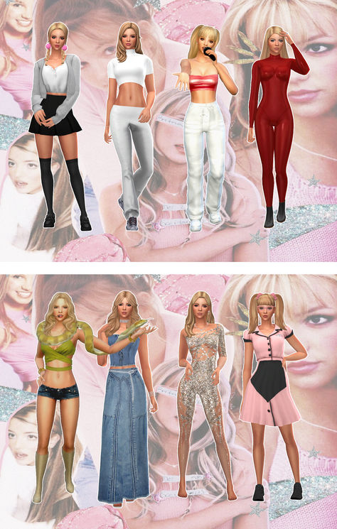 These custom Britney Spears builds are classic and oh-so timeless. You can re-create Britney in your own TS4 file with this collection of CC tailor-made to mimic the hit star of Toxic and Stronger Sims 4 Pop Star Cc, Toxic Britney, Britney Spears 2000, Flight Attendant Costume, Sims Decor, Britney Spears Toxic, Sims 4 Decades Challenge, Outfits 2016, Baby One More Time