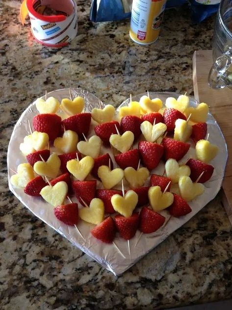 50+ Adorable Heart Shaped Food Ideas for Valentines Day - HubPages Fruit Tray Ideas, Heart Shaped Food, Wedding Appetizers, Fruit Skewers, Fruit Kabobs, Fruit Decorations, Tray Ideas, Birthday Party Food, Valentines Food