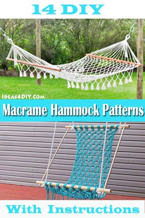 Try making some cool DIY Macrame Hammock Patterns with Instructions! #Macrame #MacrameHammock #MacramePatterns Couture, Macrame Hammock Chair Pattern, Diy Macrame Hammock, Macrame Hammock Pattern, Hammock Pattern, Hammock Diy, Diy Hammock Chair, Crochet Hammock, Macrame Hammock Chair