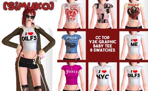 Sims 4 Jersey Shore Cc, Sims 4 Nyc Cc, Graphic Tees Sims 4 Cc, Sims 4 Graphic Tees, Sims 4 Y2k Cc Hair, Y2k Sims 4 Cc, Sims 4 Cc Y2k, Sims Tops, Los Sims 4 Mods