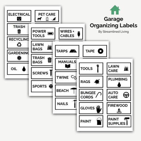 Free Organizing Printables, Home Labels, Pet Care Printables, Ways To Get Organized, Organizing Printables, Garage Organizing, An Organized Home, Garage Tool Organization, Garage Organization Diy