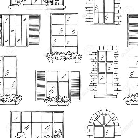 Window Drawing Easy, Windows Drawing, Window Art Projects, Window Sketch, Odyssey Art, Aesthetics Art, Architecture Design Process, Window Drawing, Perspective Drawing Architecture