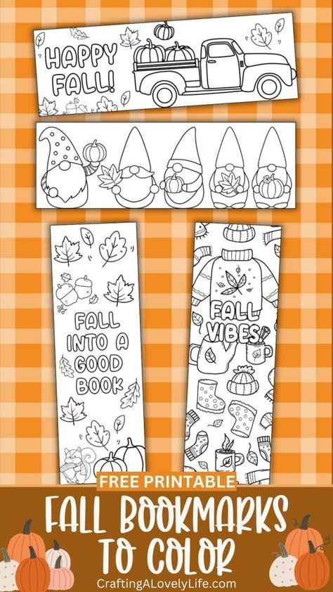 These free printable Fall Bookmarks to color are a super fun way to celebrate the start of the Fall season! These bookmarks are printable, so you can print as many copies as you need!  Free Coloring Page | Coloring Page Bookmarks | Cute Printables | Printable Coloring Page | Coloring Page for Kids | Fall Preschool Printable | Kindergarten Printable | Printable for Kids | Cute Fall Coloring Pages Coloring Bookmarks Free Printable Fall, Free Coloring Bookmarks Printable, Fall Activity Pages Free Printable, Fall Printable Activities, Fall Crafts For Upper Elementary, Free Bookmarks To Color, Autumn Bookmarks Free Printable, Thanksgiving Bookmarks Free Printable, Fall Bookmarks Free Printable