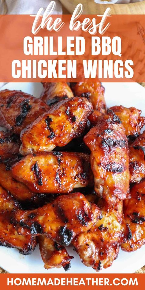 Bbq Chicken Wings Grilled, Grilled Wings Recipe, Wings Recipe Grilled, Wings Grilled, Bbq Wings Recipe, Grilled Chicken Wings Recipe, Honey Bbq Chicken Wings, Chicken Wing Marinade, Bbq Chicken Wings Recipe