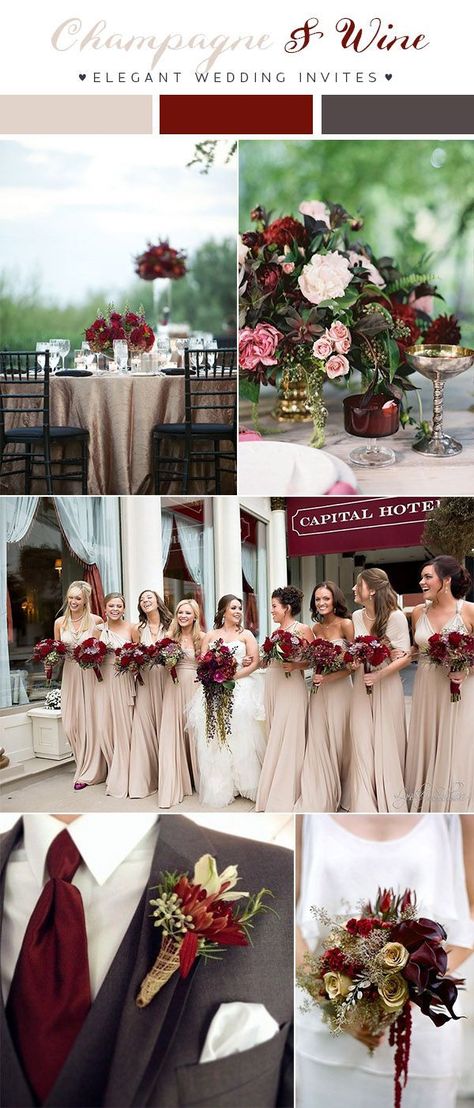 wine red and dark grey wedding color combo ideas for 2018 #WeddingIdeasTheme Burgundy Centerpieces, Wedding Color Schemes Winter, Gray Wedding Colors, Fall Wedding Color Schemes, Wedding Decorating, Wedding Color Combos, Colors Schemes, Winter Wedding Colors, Wedding Theme Colors