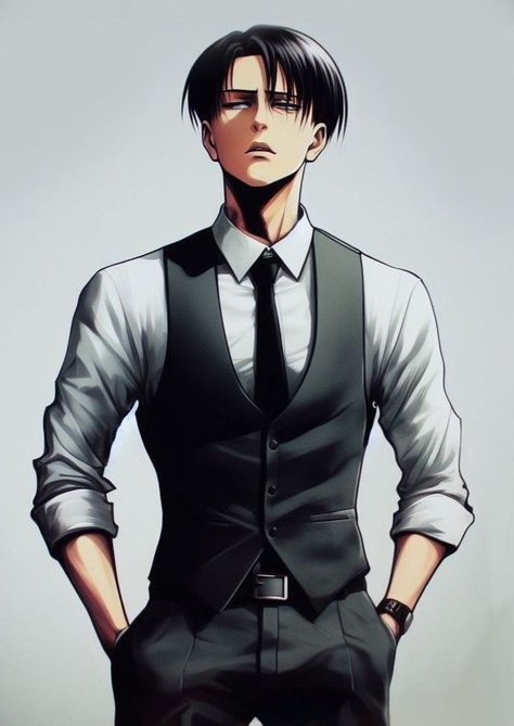 Captain Levi Fanart, Levi Ackerman Hot Manga, Casual Fantasy Clothing, Levi Ackerman Hot, Levi Mikasa, Fictional Character Crush, Levi And Erwin, Captain Levi, Fictional Men