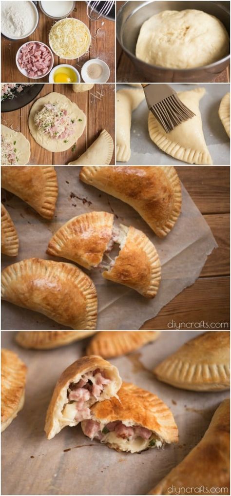 Ham And Cheese Pockets – Hot Pockets Mimic That’s Better Than The Original - Recipe and photos by diyncrafts.com team! <3 Ham And Cheese Pockets, Cheese Pockets, Hot Pocket Recipes, Homemade Hot Pockets, Homemade Ham, Baked Recipes, 23 Summer, Homemade Dough, Hot Pockets