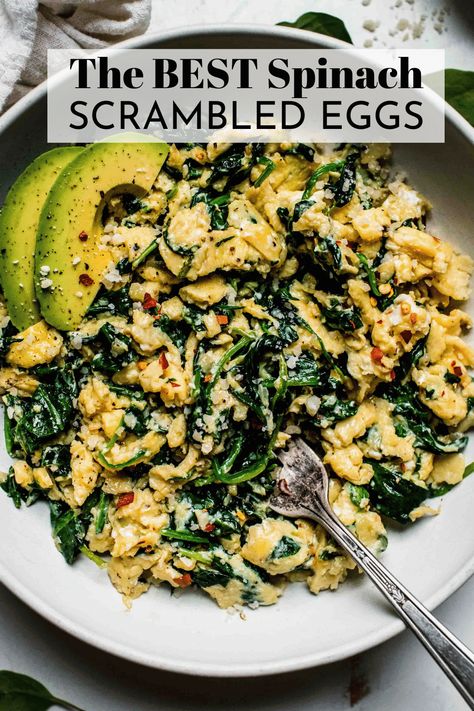 Brunch Recipes Healthy, Scrambled Eggs Spinach, Spinach And Eggs Breakfast, Spinach Healthy, Scrambled Eggs With Spinach, Eggs Spinach, Spinach Breakfast, Healthy Egg Recipes, Cooking Spinach