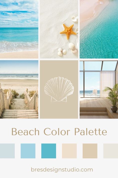 Couleur Feng Shui, Beach Color Palette, Aqua Color Palette, Beautiful Color Palettes, Beach Color Palettes, Business Office Decor, Beach House Interior Design, Coastal Colors, Beach Color