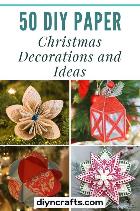 50 DIY Paper Christmas Decorations and Ideas Diy Christmas Ornaments With Paper, Paper Christmas Lights Diy, Make Paper Ornaments, Easy Diy Paper Ornaments, Christmas Ornaments Homemade Paper, Christmas Paper Crafts For Adults, Paper Flower Ornaments, Paper Doves How To Make, Paper Christmas Crafts Diy