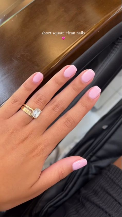 Short Square Pink Nails, Square Pink Nails, Biab Nails, Designs For Short Nails, Short Gel Nails, Simple Gel Nails, Casual Nails, Cute Gel Nails, Nail Jewelry