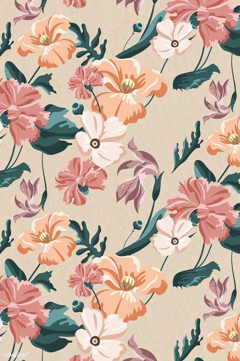 Flower Seamless Pattern, Modern Wallpaper Designs, Wallpaper Seamless, Seamless Wallpaper, Print Design Art, Vector Flowers, Flower Prints Art, Backdrops Backgrounds, Seamless Pattern Vector