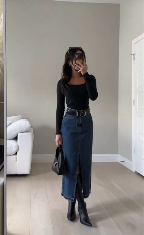 Skirt Outfits Fall, Looks Country, Denim Skirt Outfits, Fall Outfits For Work, Modest Fashion Outfits, Fashion Mistakes, Autumn Outfit, Outfit Inspo Fall, Looks Style