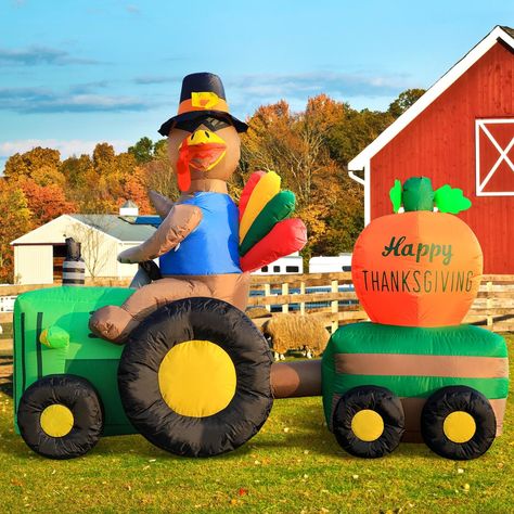 【Ideal Thanksgiving Decorations】A superb choice for Thanksgiving Inflatable decorations that spreads delight among your neighbors, friends, and family, infusing the holiday season with added joy.
【Distinctive Design】Personifying the image of a turkey into that of a farmer drive tractor. This not only brings the joyful ambiance of Thanksgiving through the turkey, but also conveys respect and gratitude towards them through the depiction of a farmer. Thanksgiving Inflatables, Happy Thanksgiving Sign, Turkey Decor, Autumn Holiday, Pumpkin Decorations, Thanksgiving Signs, Inflatable Decorations, Fall Outdoor Decor, Bright Led Lights