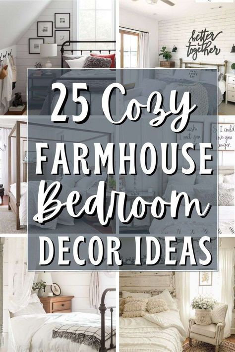 Beautify your bedroom with ultra-modern farmhouse decor! From farmhouse style bedding to rustic style bedrooms and cozy farmhouse bedrooms, we have just the inspiration you need to turn your bedroom into a haven of tranquility and style. Check out our ideas for wall decor, master bedrooms decor, and over the bed wall decor for the perfect farmhouse look! Modern Farmhouse Guest Bedroom, Farmhouse Chic Bedroom, Cozy Farmhouse Bedroom, Farm Bedroom, Farmhouse Guest Bedroom, Rustic Farmhouse Bedroom, Farmhouse Bedroom Decor Ideas, Farmhouse Style Bedrooms, Modern Farmhouse Bedroom