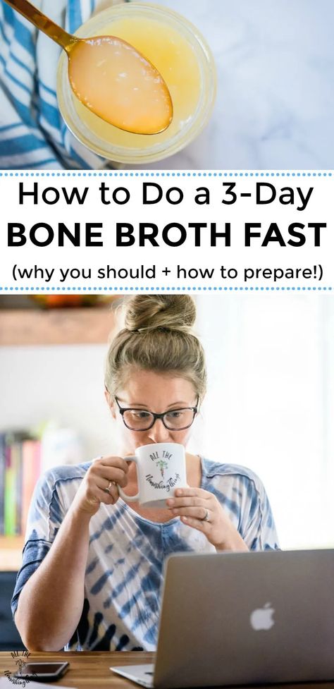 All you need to know about how to do a 3-day bone broth fast! From the benefits of bone broth-fasting to preparing for your fast, this is an in-depth post about nourishing your body with bone broth to reset your gut health and improve your overall health! #allthenourishingthings #bonebroth #fasting #guthealth #antiinflammatory Bone Broth Fast, Reset Your Gut, Bone Broth Benefits, Broth Diet, Bone Broth Diet, Bone Broth Powder, Making Bone Broth, Bone Broth Soup, Homemade Bone Broth