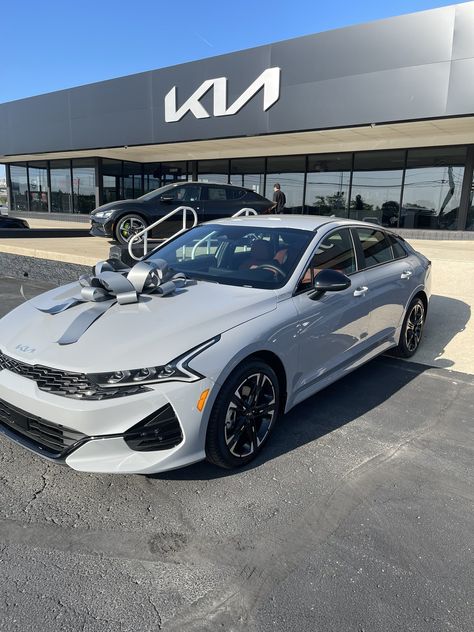 New Car Kia K5, Kia Aesthetic Girl, New Cars Aesthetic, Wolf Gray Kia K5, 2023 New Cars, 2024 Luxury Car, Kia New Car, Kia K5 Gt Line Wolf Grey Red Interior, Kia Interior Aesthetic