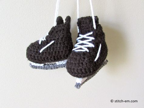 free crochet baby hockey skates pattern Crochet Booties Pattern, Hockey Skates, Crochet Baby Booties Pattern, Baby Booties Pattern, Baby Shoes Pattern, Crochet Baby Boy, Crochet For Baby, Crochet Booties, Crochet Baby Shoes