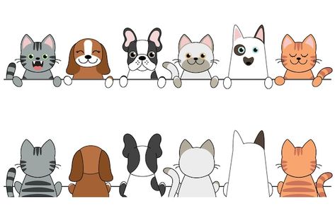 Cats And Dogs Cartoon, Cat And Dog Wallpaper Cartoon, Dog And Cat Illustration, Cat Dog Drawing, Cat And Dog Cartoon, Dog And Cat Art, Cat Dog Cartoon, Cat And Dog Drawing, Cartoon Pets