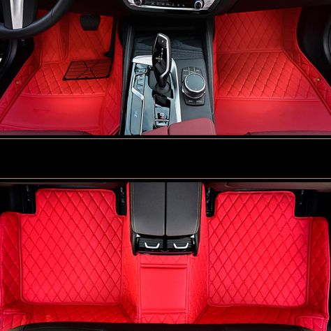 PRICES MAY VARY. 【Custom Floor Mats for Cars】Looking for high-quality car floor mats that are tailored to your exact specifications? Our custom floor mats for cars are made of fine leather and expertly stitched with durable, beautiful stitching. With additional padding in high-wear areas, you can be sure that our car floor mats will withstand daily use. 【Customizable to Almost Any Model】Our custom car floor mats service offers the flexibility to customize mats for the front, second, or third row Red Car Interior, Red Car Interior Decor Luxury, Black Car Red Interior, Pink Car Floor Mats, Custom Car Floor Mats, Red Floor Mats Car, Red Car, Car Floor Mats, Car Mats