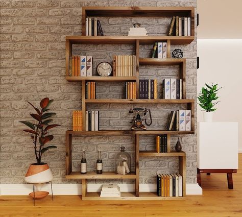 Lounge Shelves, Scaffold Furniture, Diy Bookcase, Reclaimed Wood Bookcase, Bookcase Ideas, Amsterdam Apartment, Reading Rooms, Family Lounge, Furniture Box