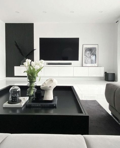 Condo Living Room, Black And White Living Room, Living Room Decor Gray, Apartment Living Room Design, Black Living Room, White Living, Home Design Living Room, Apartment Decor Inspiration, White Living Room