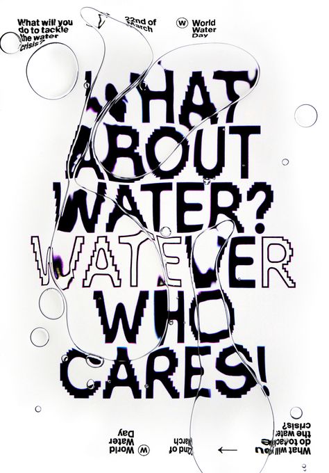 Tina Touli | Award Winning Design Studio | London - What about water? Typographic Poster Design, Typography Graphic Design, Typo Poster, 타이포그래피 포스터 디자인, Water Type, Typography Poster Design, Creative Typography, Typographic Poster, Graphic Design Photography